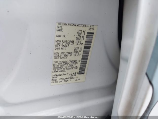 1N6AA1EK5KN532395 Nissan TITAN S