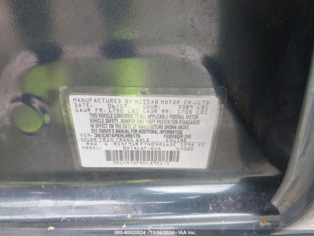 3N1CN7AP8HL895175 Nissan Versa 1.6 S