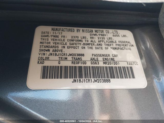 JN1BJ1CR1JW203888 Nissan Rogue Sport Sl