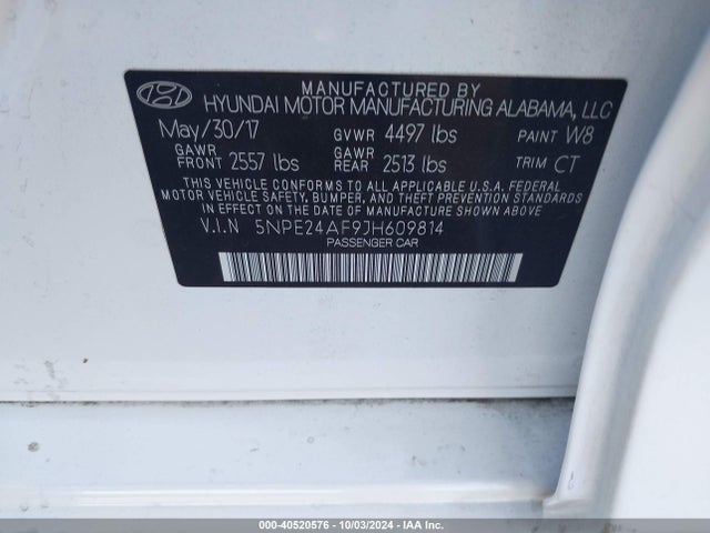 Hyundai SONATA SE 2018 5NPE24AF9JH609814 Image 9