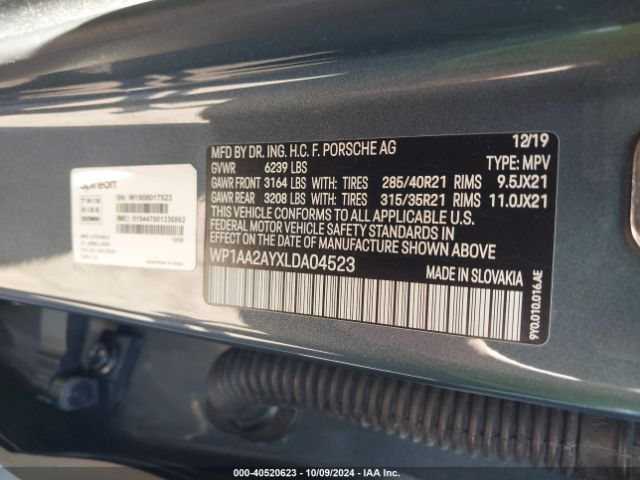 WP1AA2AYXLDA04523 Porsche Cayenne