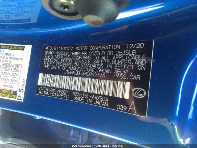 JTHR9JBHXM2042173 Lexus Ux 250h F Sport