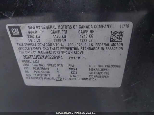 2GKFLUEKXH6226184 GMC Terrain Slt