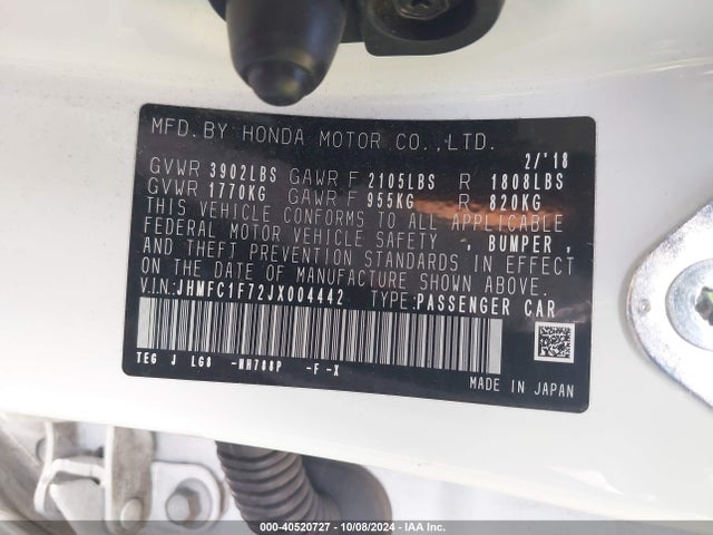 Honda Civic Ex-l 2018 JHMFC1F72JX004442 Image 9