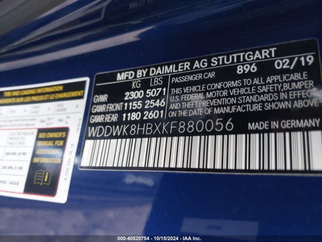 WDDWK8HBXKF880056 Mercedes-Benz Amg C 63 S