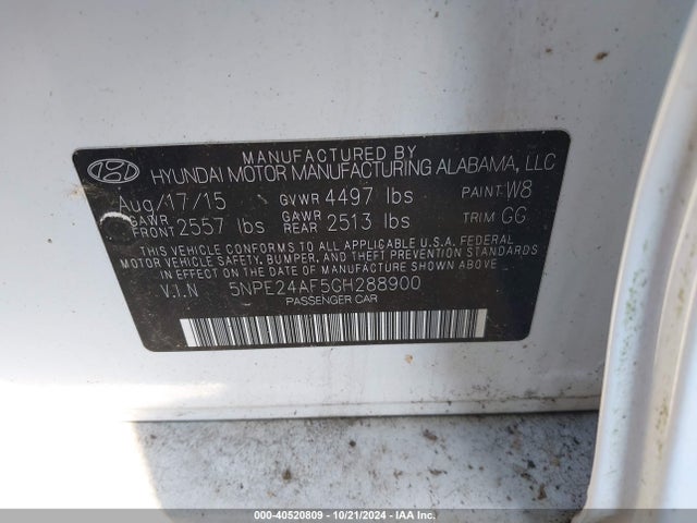 Hyundai SONATA SE 2016 5NPE24AF5GH288900 Image 9