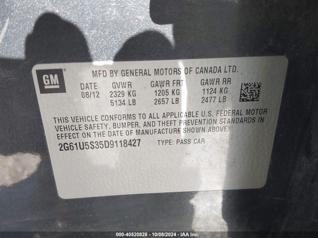 2013 CADILLAC XTS 2G61U5S35D9118427 Photo 8
