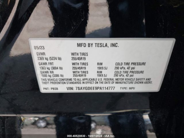 7SAYGDEE9PA114777 Tesla Model Y Awd/long Range Dual Motor All-wheel Drive