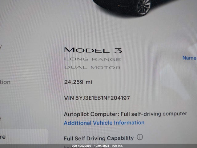 2022 TESLA MODEL 3 5YJ3E1EB1NF204197 Photo 6