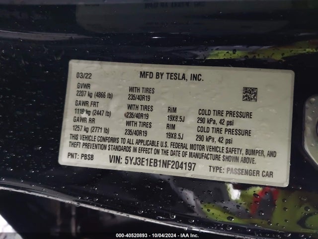 2022 TESLA MODEL 3 5YJ3E1EB1NF204197 Photo 8