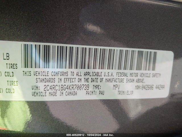Chrysler Pacifica Touring L 2019 2C4RC1BG4KR700739 Image 9
