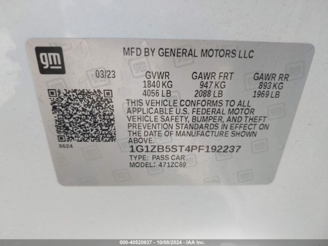 1G1ZB5ST4PF192237 Chevrolet Malibu Fwd Ls