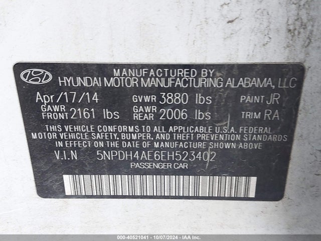 Hyundai ELANTRA SE 2014 5NPDH4AE6EH523402 Image 9