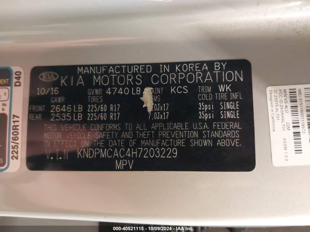 KIA Sportage Lx 2017 KNDPMCAC4H7203229 Image 9