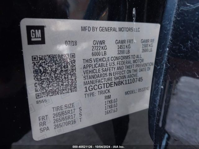 1GCGTDEN8K1110745 Chevrolet Colorado Z71