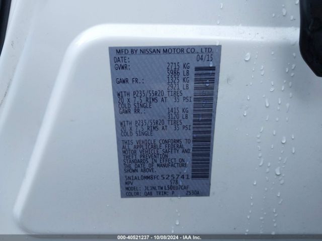 5N1AL0MM8FC525741 Infiniti Qx60 Base (cvt)