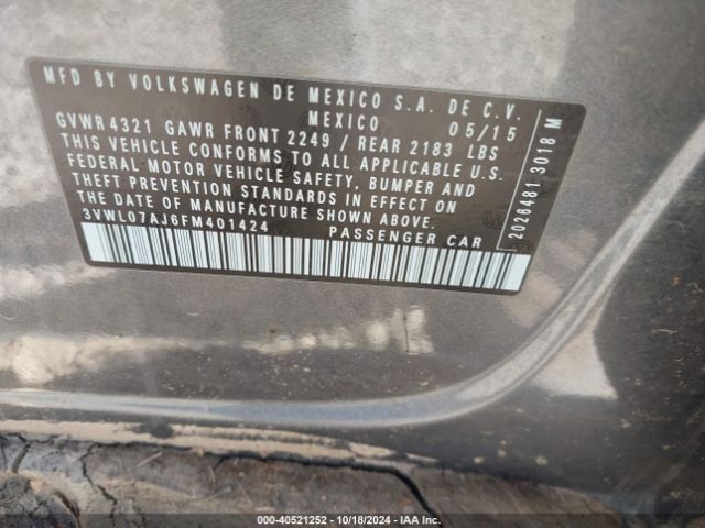 3VWL07AJ6FM401424 Volkswagen Jetta 1.8t Sel
