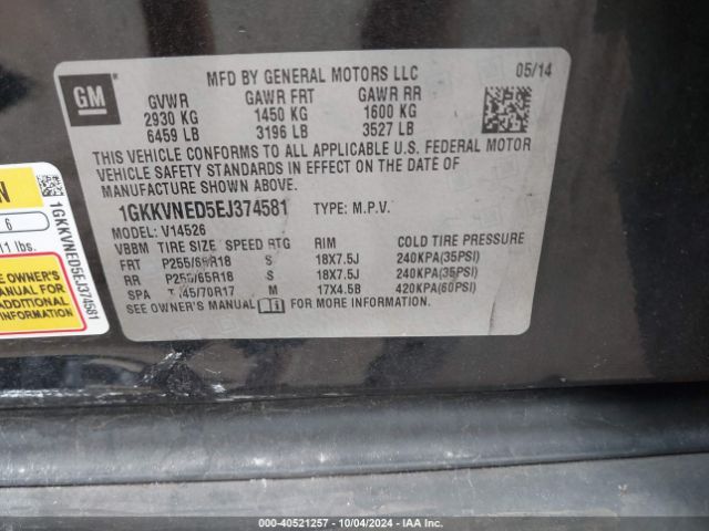1GKKVNED5EJ374581 GMC Acadia Sle-1