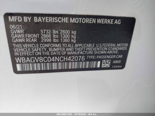 WBAGV8C04NCH42076 BMW M850i Gtan Coupe Xdrive