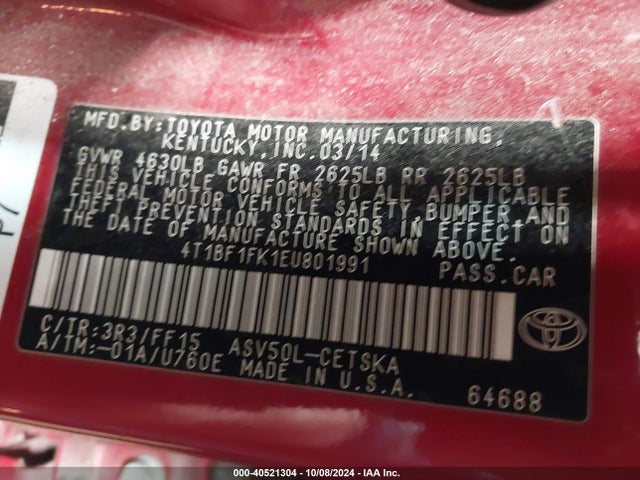 Toyota CAMRY SE 2014 4T1BF1FK1EU801991 Image 9