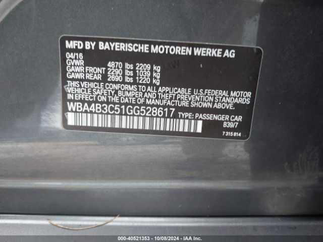 WBA4B3C51GG528617 BMW 435i Gran Coupe Xdrive