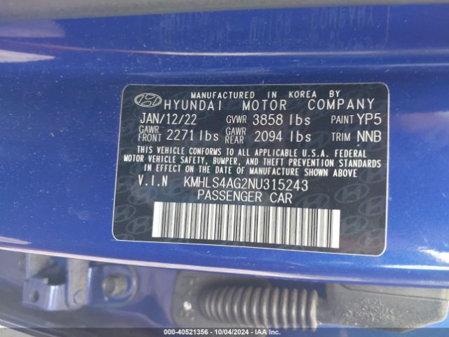 2022 HYUNDAI ELANTRA KMHLS4AG2NU315243 Photo 8