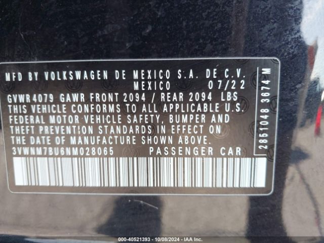 3VWNM7BU6NM028065 Volkswagen Jetta 1.5t S