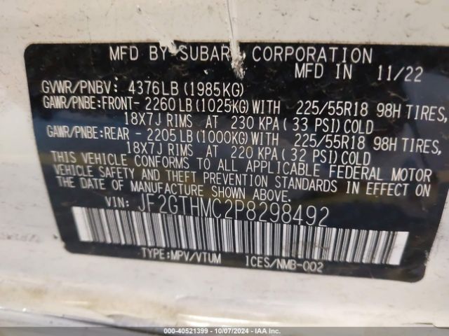JF2GTHMC2P8298492 Subaru Crosstrek Limited