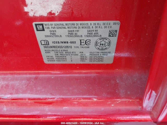 Chevrolet Silverado 1500 1lt/2lt 2014 3GCUKRECXEG120510 Image 9