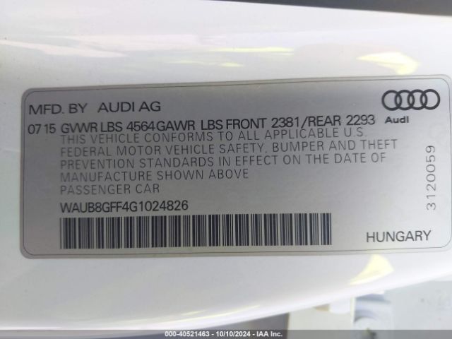 WAUB8GFF4G1024826 Audi A3 2.0t Premium