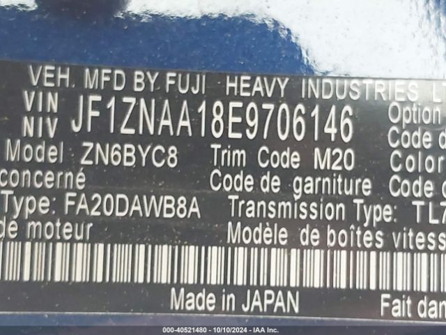 JF1ZNAA18E9706146 Scion FR-S