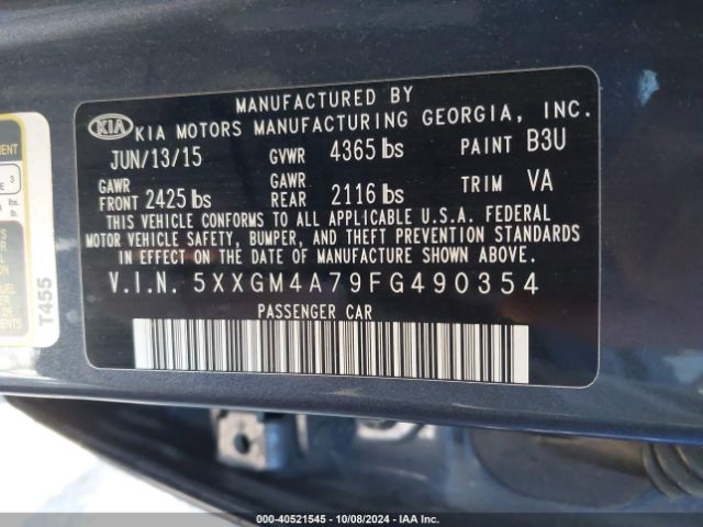 5XXGM4A79FG490354 KIA Optima Lx