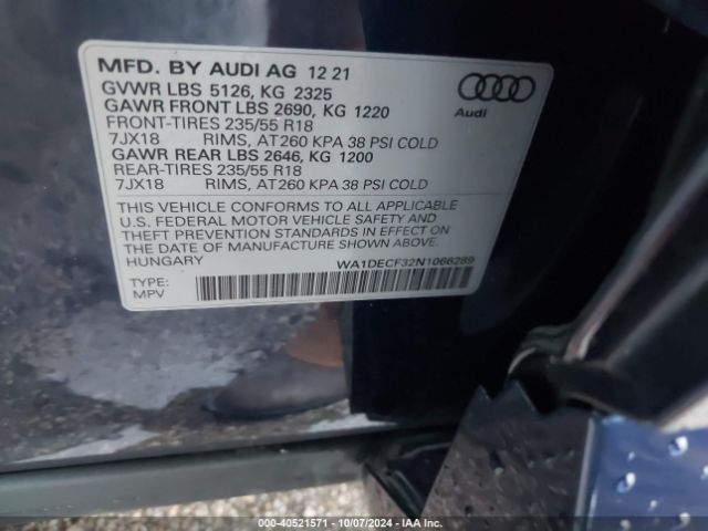 WA1DECF32N1066289 Audi Q3 Premium 45 Tfsi S Line Quattro Tiptronic