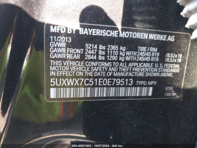 5UXWX7C51E0E79513 BMW X3 Xdrive35i