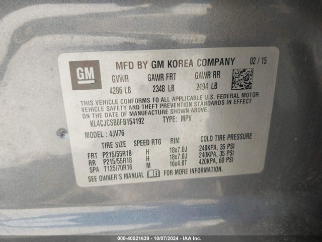 KL4CJCSB0FB154192 Buick Encore Leather