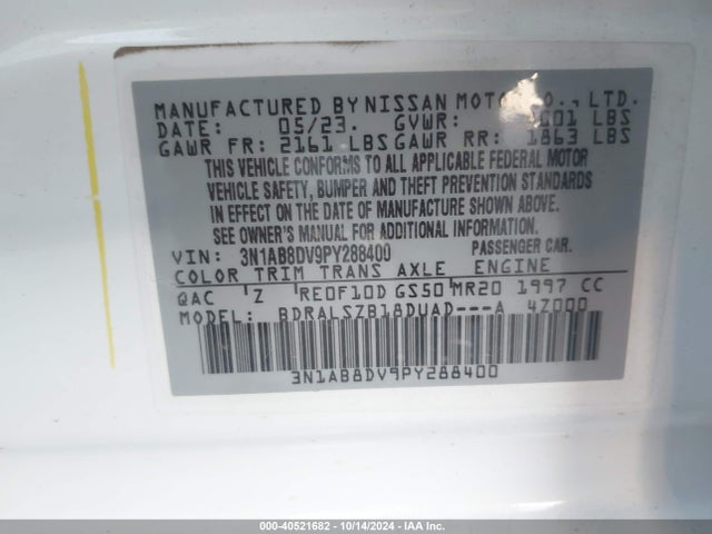 Nissan Sentra Sr Xtronic Cvt 2023 3N1AB8DV9PY288400 Image 9
