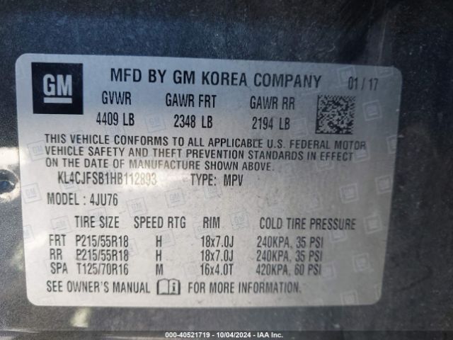 KL4CJFSB1HB112893 Buick Encore Preferred Ii