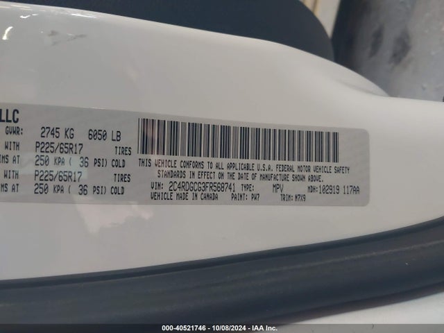 Dodge Grand Caravan Sxt 2015 2C4RDGCG3FR568741 Image 9