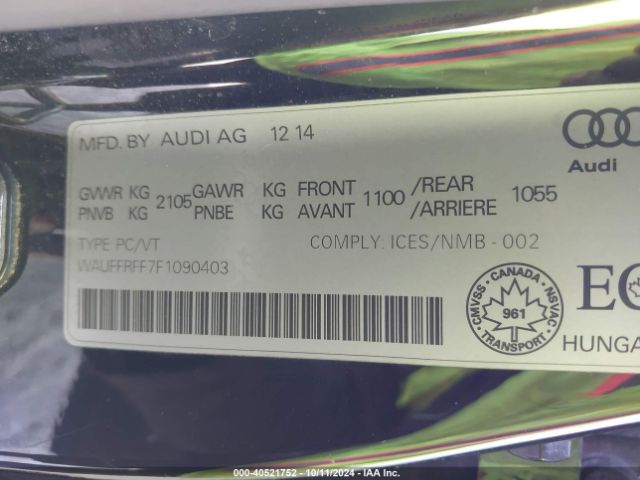 WAUFFRFF7F1090403 Audi S3 2.0t Premium Plus