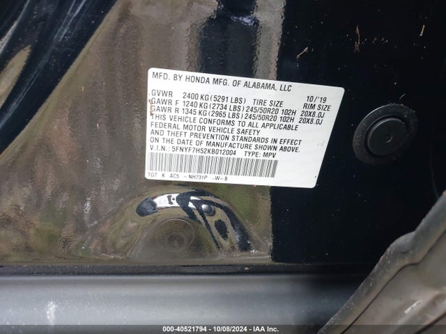 Honda Passport Ex-l 2019 5FNYF7H52KB012004 Image 9