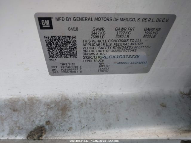 3GCUKRECXJG373238 Chevrolet Silverado 1500 1lt