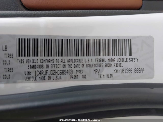 1C4RJFJG2HC689469 Jeep Grand Cherokee Summit 4x4