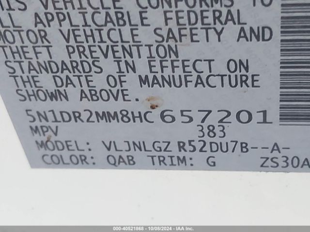 5N1DR2MM8HC657201 Nissan Pathfinder Sl