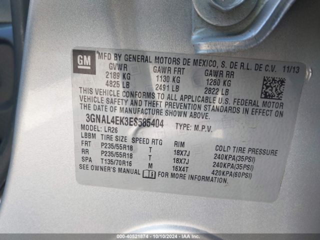 3GNAL4EK3ES585404 Chevrolet Captiva Sport Ltz