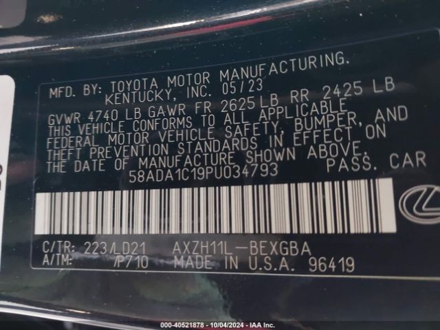 58ADA1C19PU034793 Lexus ES 300H