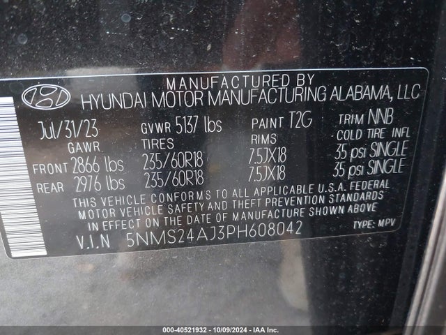 Hyundai Santa Fe Sel 2023 5NMS24AJ3PH608042 Image 9