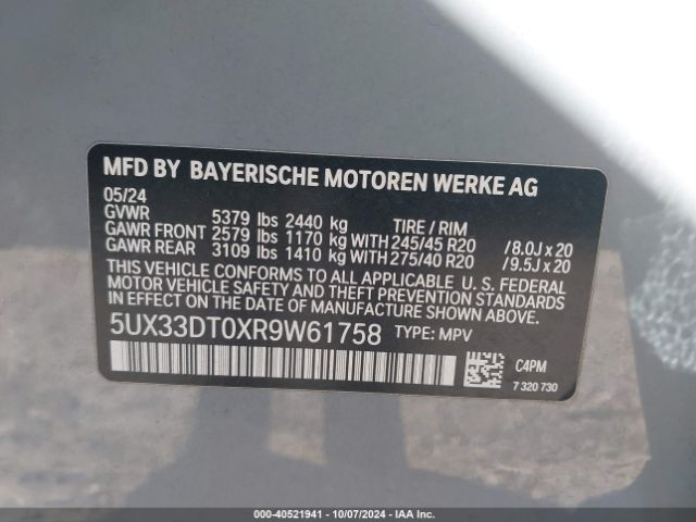 5UX33DT0XR9W61758 BMW X4 Xdrive30i