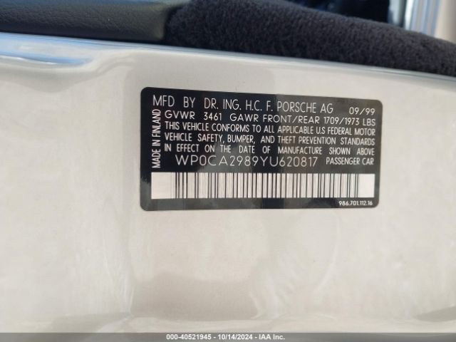 2000 PORSCHE BOXSTER WP0CA2989YU620817 Photo 8