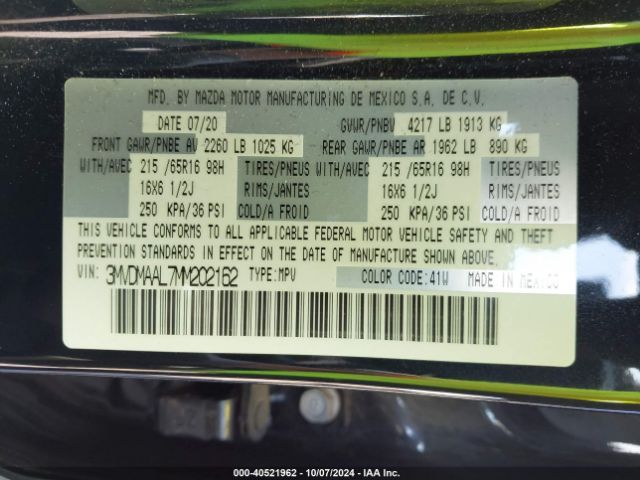 3MVDMAAL7MM202162 Mazda Cx-30 2.5 S