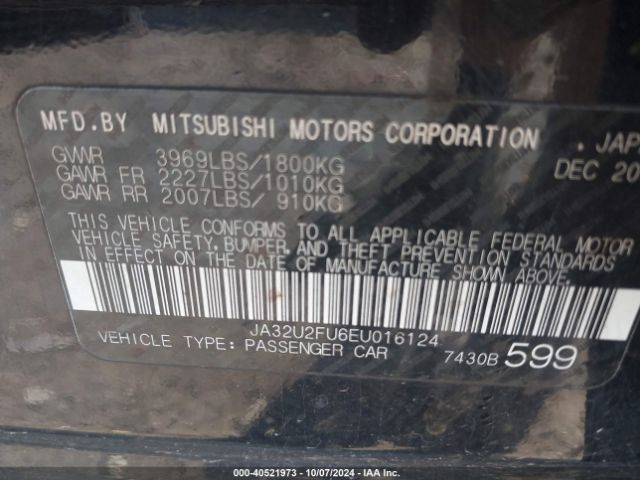 JA32U2FU6EU016124 Mitsubishi LANCER ES